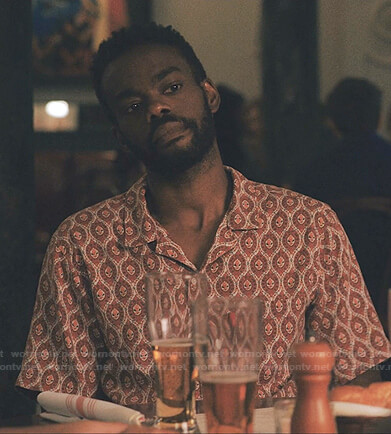 Marcus's red printed short sleeve shirt on Love Life