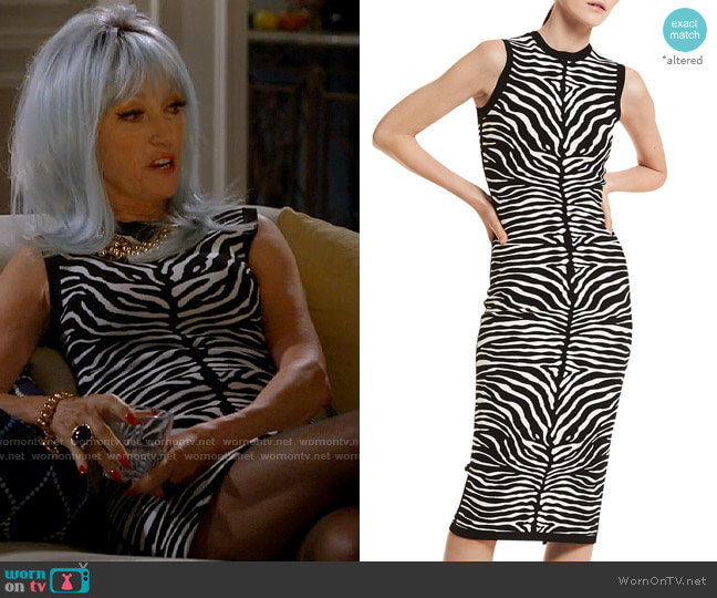 Michael Kors Collection Zebra-Print Knit Midi Dress