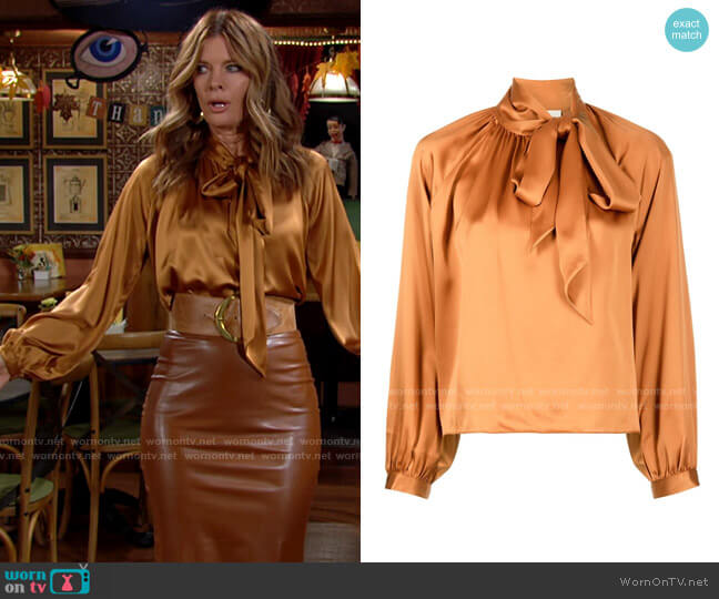 Michelle Mason Pussybow Silk Blouse worn by Phyllis Summers (Michelle Stafford) on The Young and the Restless