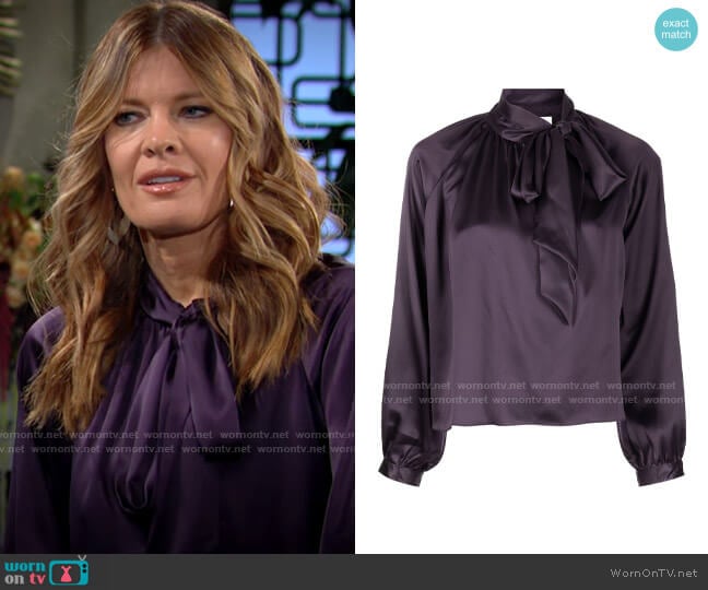 Michelle Mason Silk Pussybow Blouse worn by Phyllis Summers (Michelle Stafford) on The Young and the Restless