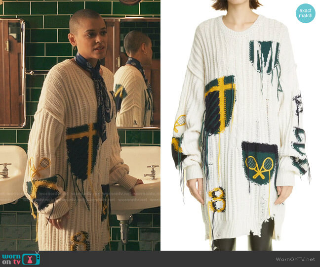 Inside Out Fisherman Sweater Dress by Monse worn by Julien Calloway (Jordan Alexander) on Gossip Girl