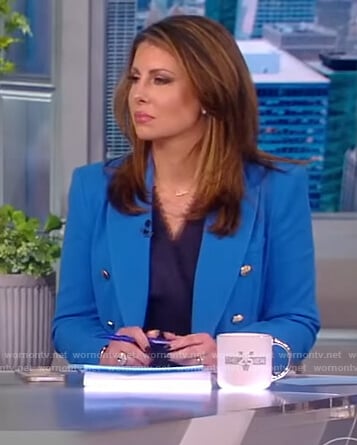 Morgan Ortagus’ blue double breasted blazer on The View