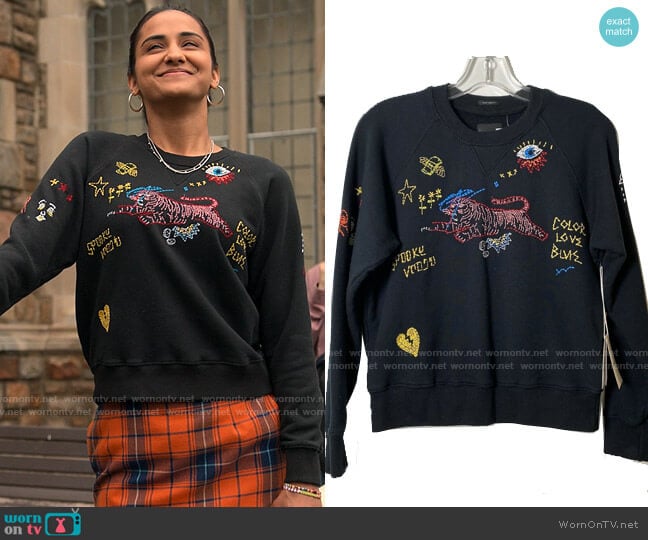 Mother The Square Sweatshirt worn by Bela Malhotra (Amrit Kaur) on The Sex Lives of College Girls