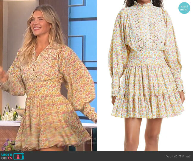 Flower Garden Long Sleeve Cotton Minidress by Bytimo worn by Amanda Kloots on The Talk