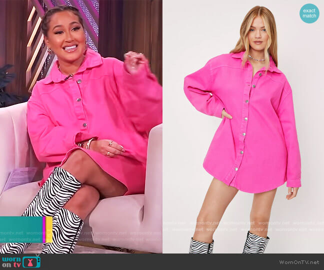 WornOnTV: Adrienne’s pink denim shirtdress on The Real | Adrienne ...