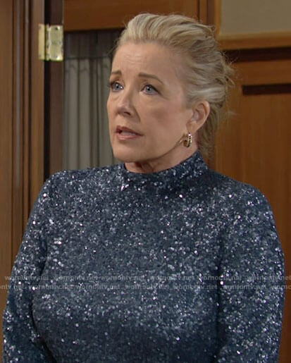 Nikki's blue sequin top on The Young and the Restless