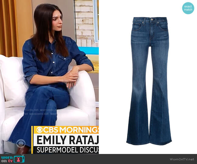 Nili Lotan Flared Leg Jeans worn by Emily Ratajkowski on CBS Mornings