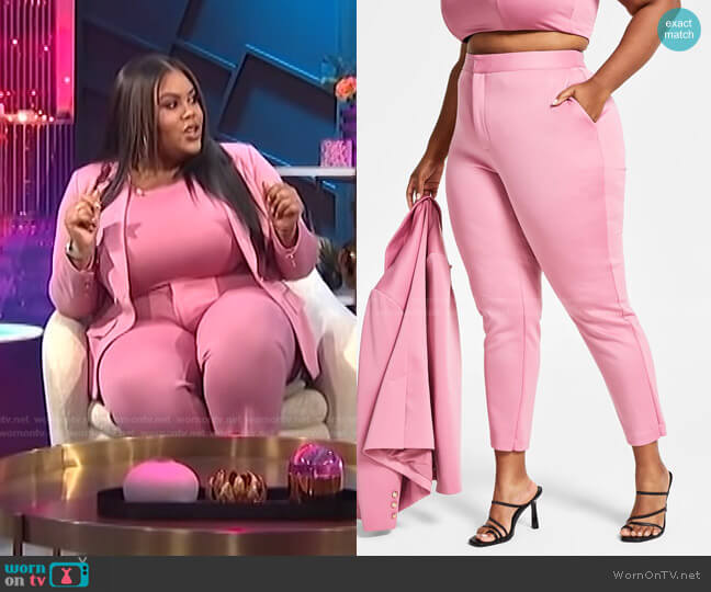 Trendy Plus Size Solid Scuba Pants by Nina Parker worn by Nina Parker on E! News