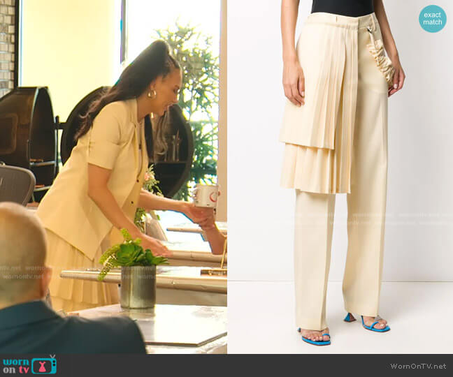 Pleated Panel Tailored Trousers by Off-White worn by Amanza Smith  on Selling Sunset