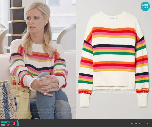 Striped cotton sweater by Oscar de la Renta worn by Nicky Hilton Rothschild  on Paris in Love