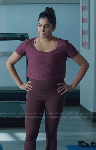 Padma’s burgundy leggings on The Resident