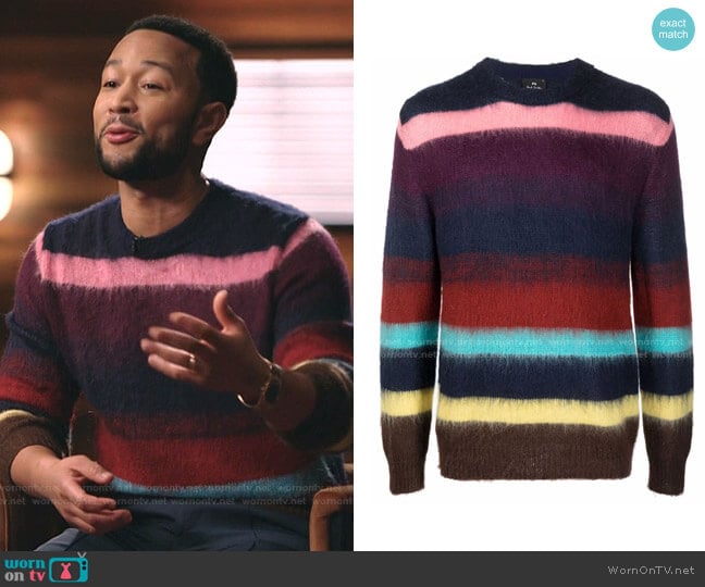 Artist-Stripe Knitted Kumper by Paul Smith worn by John Legend on The Voice