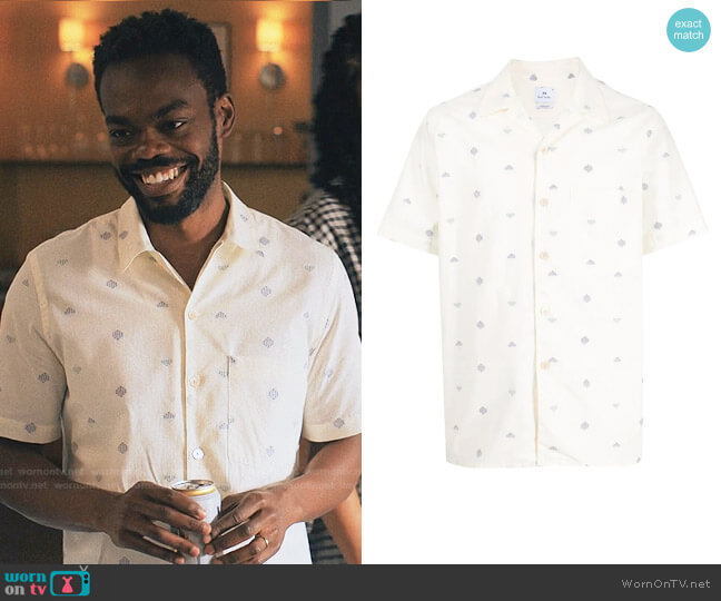 Marcus’s white print shirt on Love Life