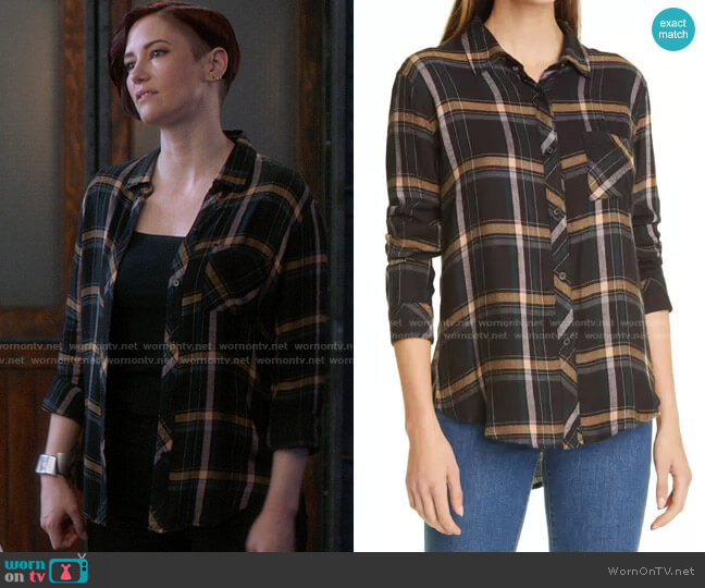 Rails Hunter Shirt in Midnight Teal / Mustard worn by Alex Danvers (Chyler Leigh) on Supergirl