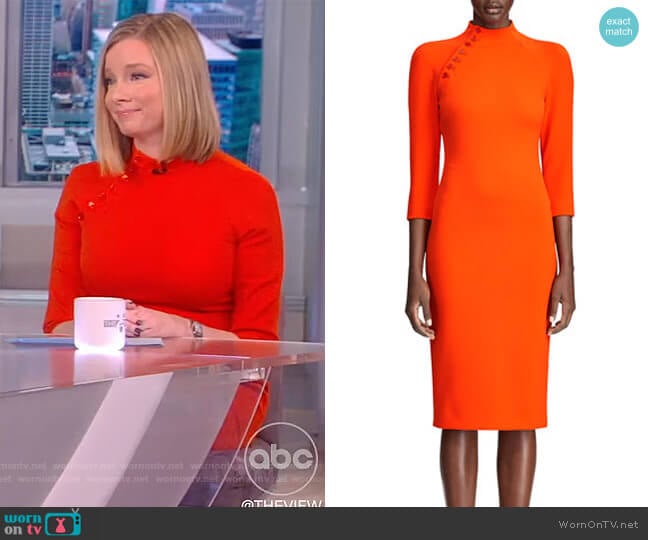 Matilda Button-Seamed Mock-Neck Dress by Ralph Lauren worn by Kristen Soltis Anderson on The View