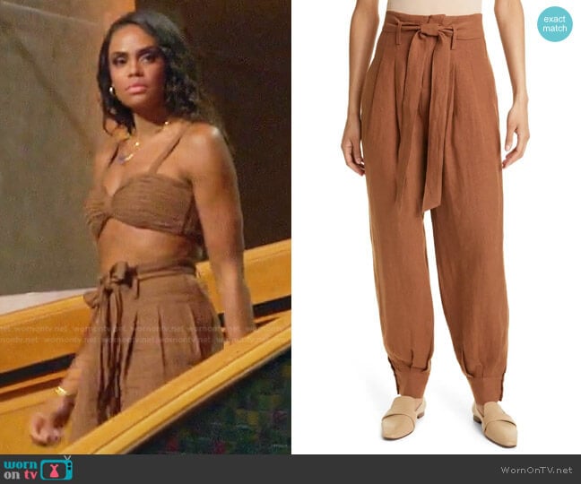 Dakota Linen Pants by Ronny Kobo worn by Michelle Young on The Bachelorette