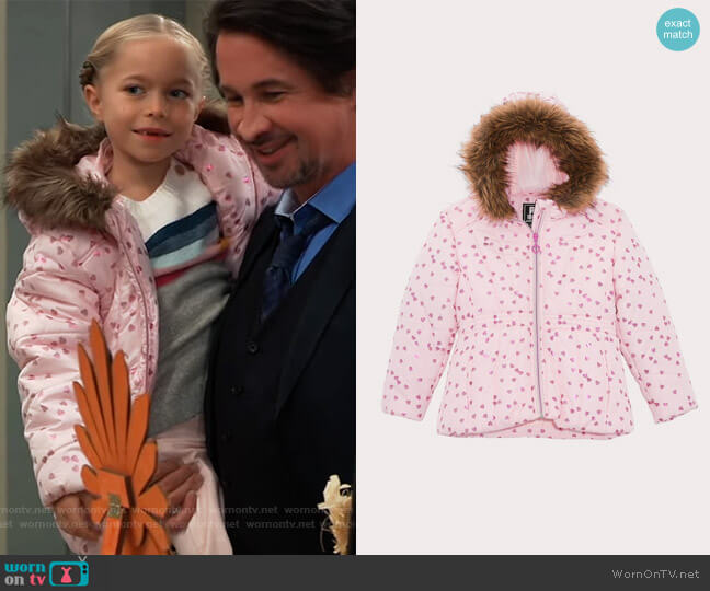 Toddler Girls Foil Print Puffer Coat by S Rothschild & Co worn by Jophielle Love on General Hospital