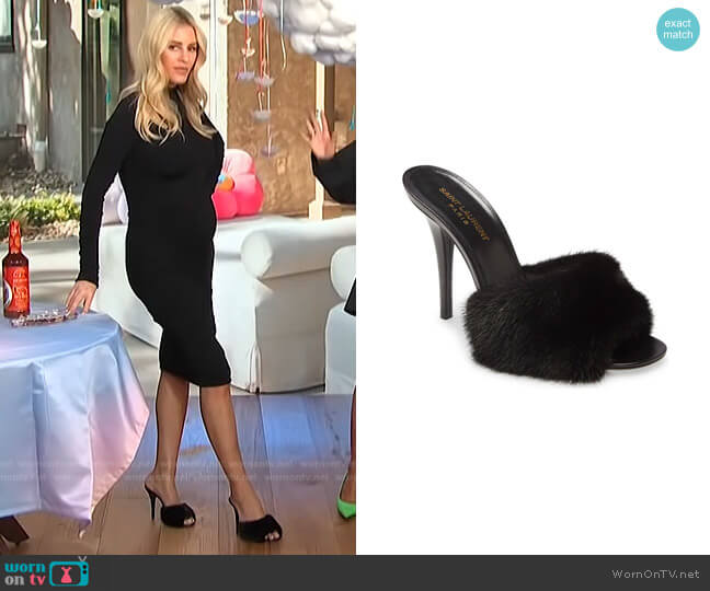 Roy Genuine Mink Fur Sandal by Saint Laurent worn by Morgan Stewart on E! News