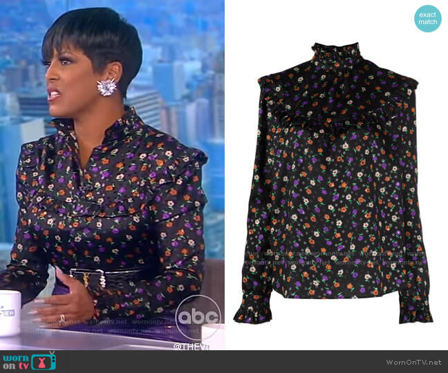 Long-sleeve Floral Print Blouse by Saint Laurent worn by Tamron Hall on The View