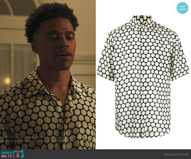 Bold Polka Dot Shirt by Sandro worn by Kyle Bary on Out Kind of People