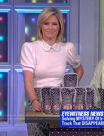 Sara’s white embellished collar sweater on The View