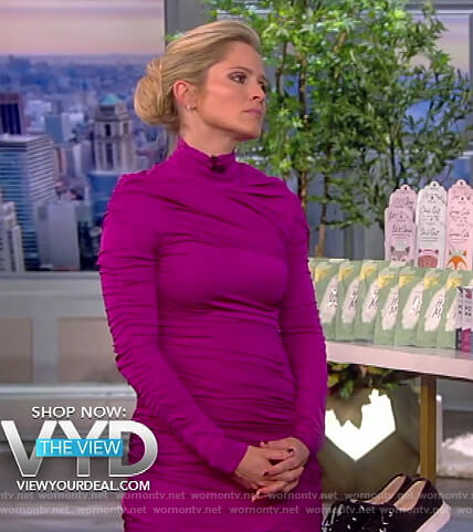 Sara's pink ruched mini dress on The View