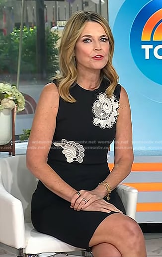Savannah's black applique sleeveless dress on Today