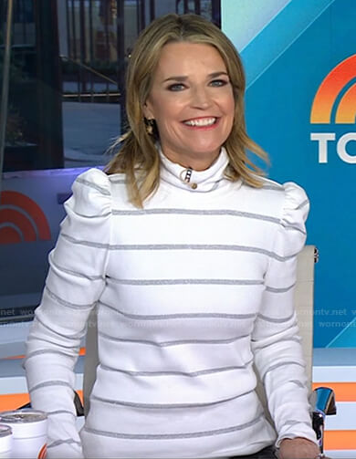 Savannah’s white striped turtleneck sweater on Today
