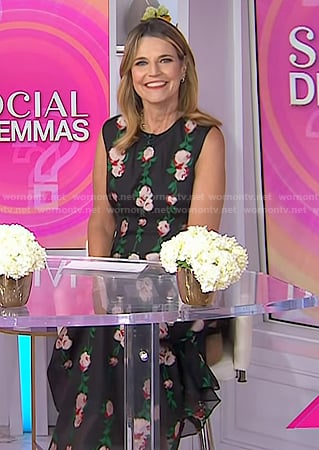 Savannah's black floral sleeveless dress on Today