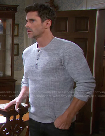Shawn’s grey waffle henley shirt on Days of our Lives