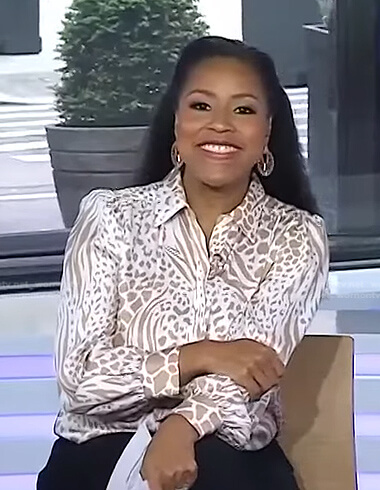 Sheinelle's white animal print blouse on Today