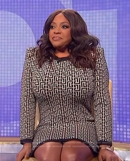 Sherri Shepherd’s monogram printed dress on The Wendy Williams Show