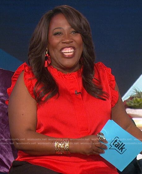 Sheryl’s red ruffle top on The Talk