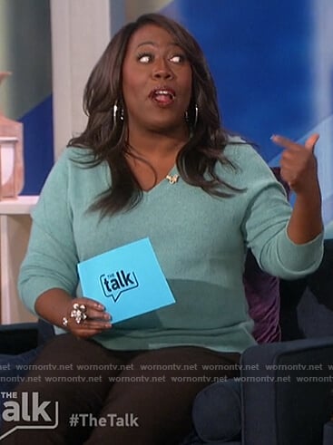 Sheryl's teal cashmere sweater on The Talk