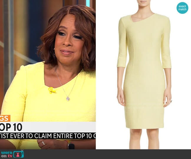 Hannah Knit Asymmetric Dress by St. John Collection worn by Gayle King on CBS Mornings