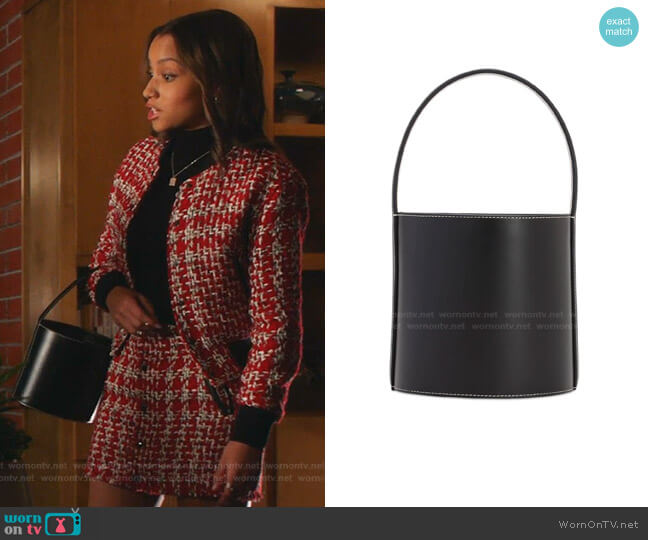 Bissett Leather Bucket Bag by Staud worn by May Grant (Corinne Massiah) on 9-1-1