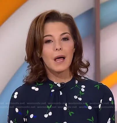 Stephanie Ruhle’s navy cherry print dress on Today