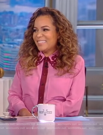 WornOnTV: Sunny’s pink contrast trim blouse on The View | Sunny Hostin ...