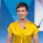 Stephanie’s yellow v-neck satin top on Today