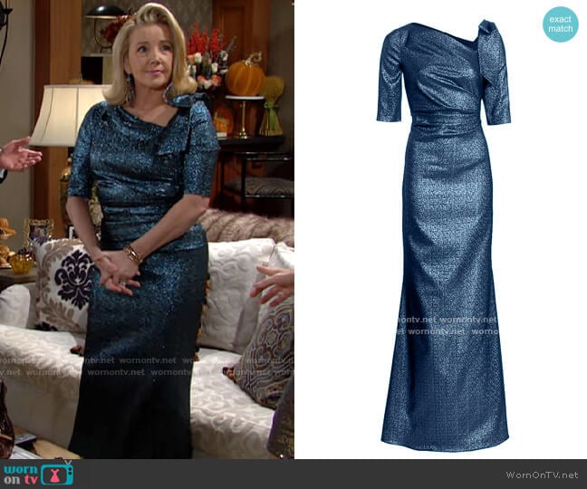 Teri Jon by Rickie Freeman Bow Gown worn by Nikki Reed Newman (Melody Thomas-Scott) on The Young and the Restless