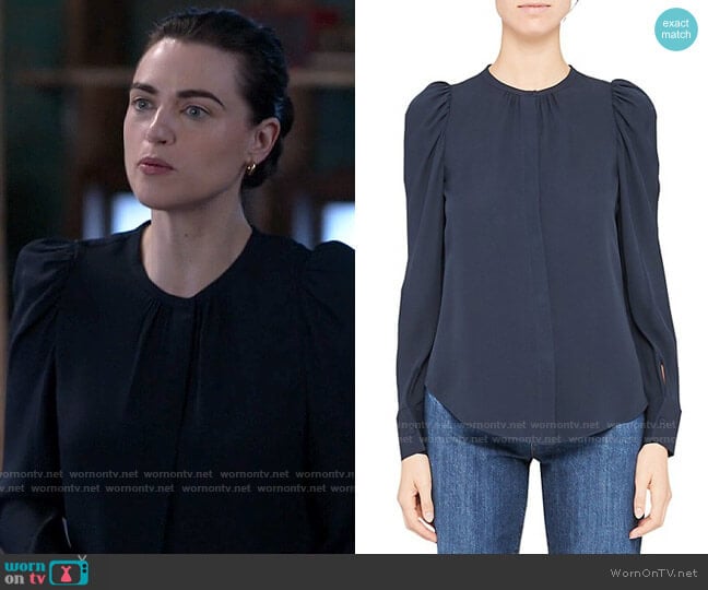 Theory Ruched Classic Blouse worn by Lena Luthor (Katie McGrath) on Supergirl