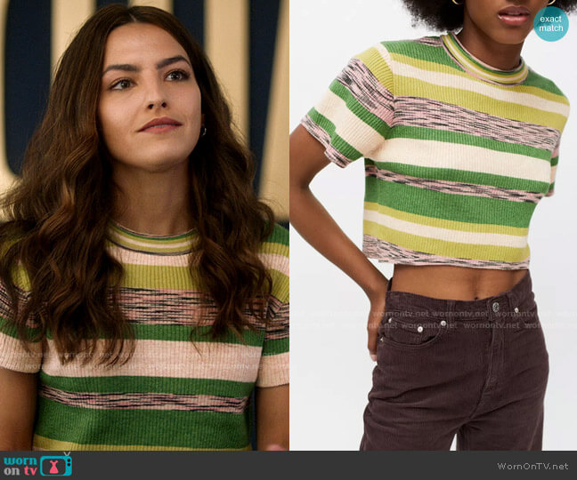 UO Tommy Stripe Knit Top worn by Allegra Garcia (Kayla Compton) on The Flash