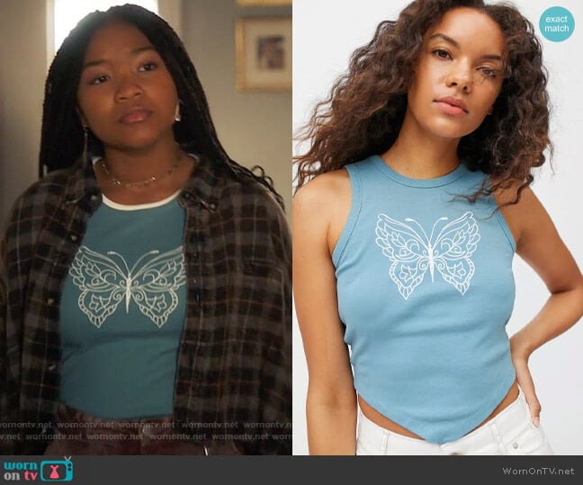 Urban Outfitters Diamante Butterfly Tie-Back Tank Top worn by Delilah (Laya DeLeon Hayes) on The Equalizer