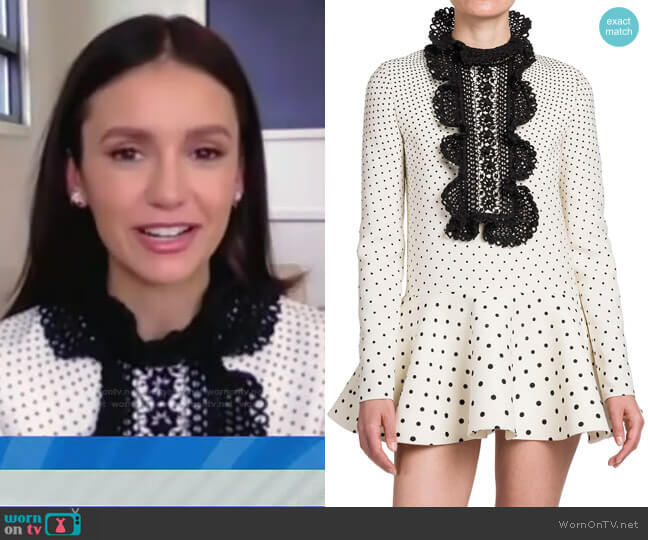 Embroidered Neck Mini-Dress by Valentino worn by Nina Dobrev on GMA