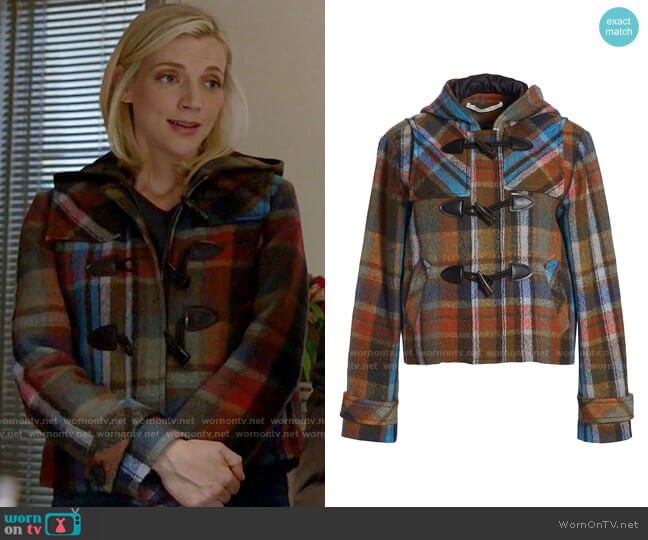 Veronica Beard Ianna Plaid Duffle Coat worn by Sylvie Brett (Kara Killmer) on Chicago Fire