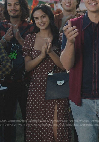 Veronica's brown polka dot dress on Riverdale