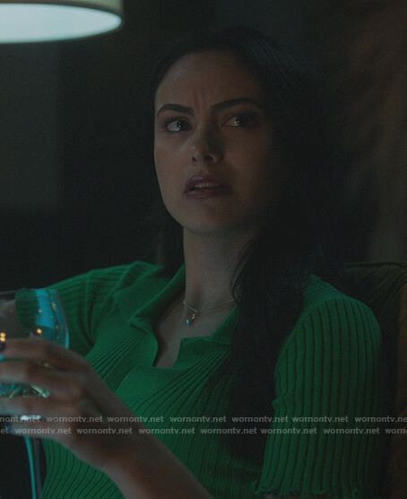 Veronica’s green ribbed polo on Riverdale