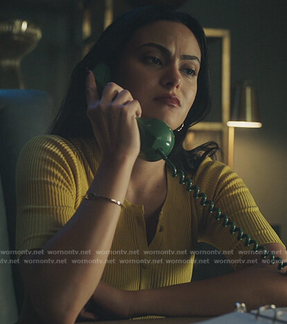 Veronica’s yellow ribbed top on Riverdale