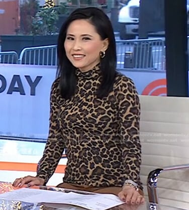 Vicky’s leopard print turtleneck top on Today