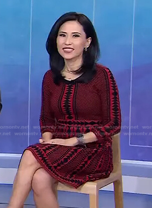 Vicky’s red and black geometric print dress on Today